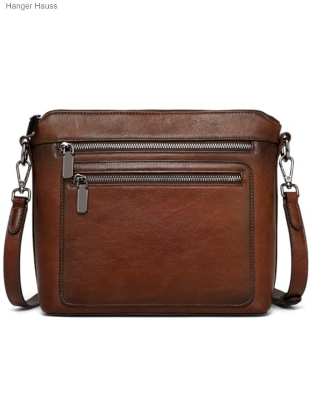 Genuine Leather Crossbody Satchel Bag with Multiple Pockets for Women